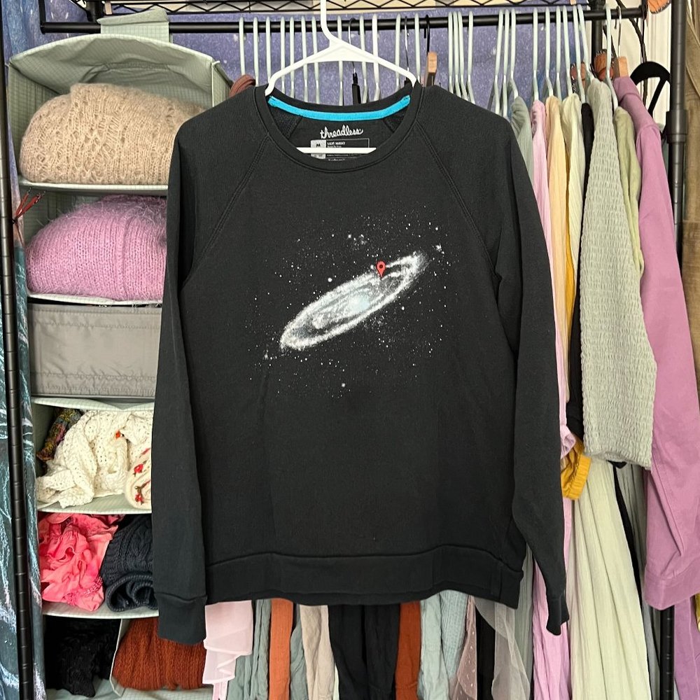 Threadless – "Last Night" Galaxy Map Pin Sweatshirt – Black